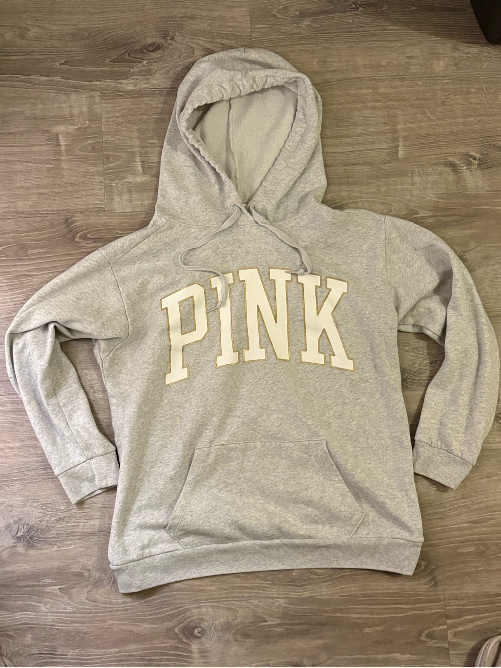 PINK Victoria's Secret by Victoria's Secret Light Gray Logo Hoodie